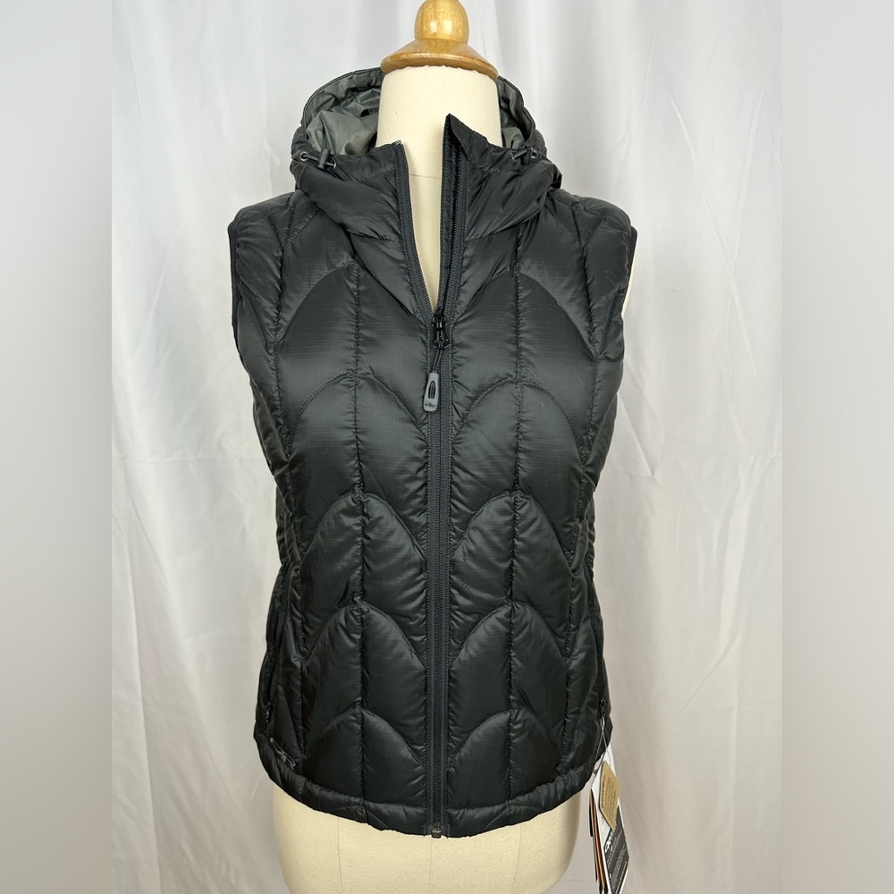NWT Black Outdoor Research Hooded Down Vest Sz XS